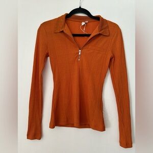 Bright Orange Zip Up Long Sleeve